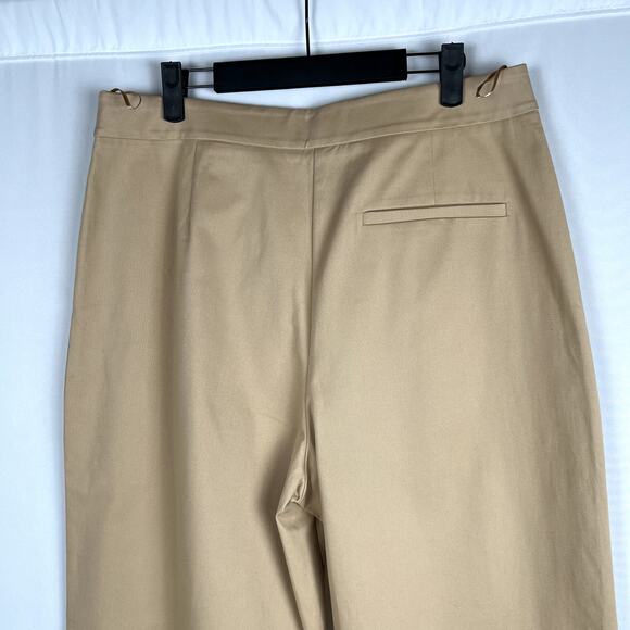 Anthropologie Exquise Tan Pleated Trousers Neutral Minimalist Workweae size L - Picture 5 of 12